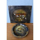 A Victorian painted papier mache plate,