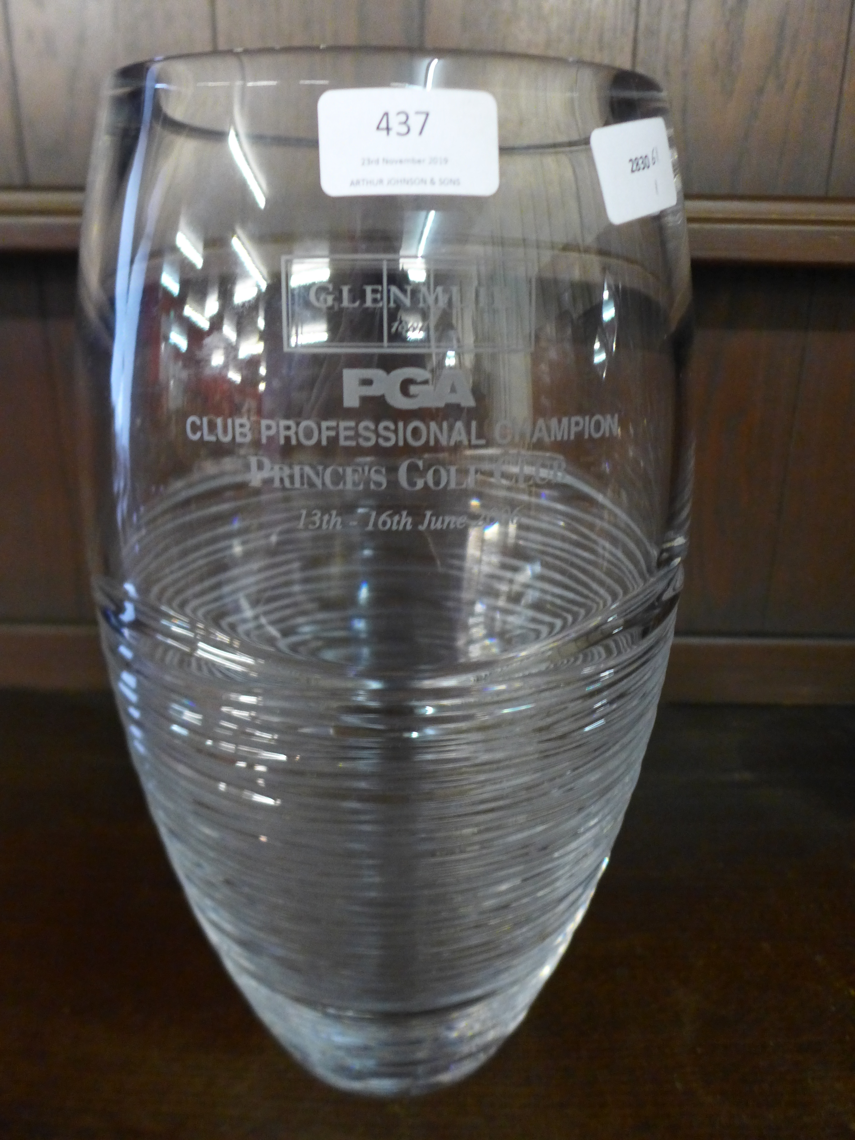 A Waterford Crystal glass vase for PGA Prince's Golf Club, 13-16 June 2006,