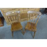 A pair of Victorian beech kitchen chairs