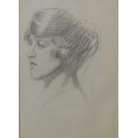 Frank Jameson, portrait of a lady, pencil sketch on paper, 34 x 24cms,