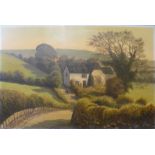 Gordon Allen, cottage landscape, oil on canvas, 60 x 92cms,