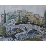 Robert Lyon, The Roman Bridge Pollensa, watercolour, 24 x 30cms,