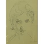 Edward Morgan, portrait of a lady, pencil sketch on paper, 36 x 29cms,