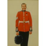 English School, portrait of a regimental officer, 28 x 19cms, watercolour,