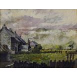 Franklin White, village scene, oil on paper, 36 x 47cms,