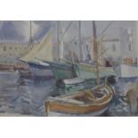 Olga Eliena, harbour scene, watercolour, 24 x 34cms,