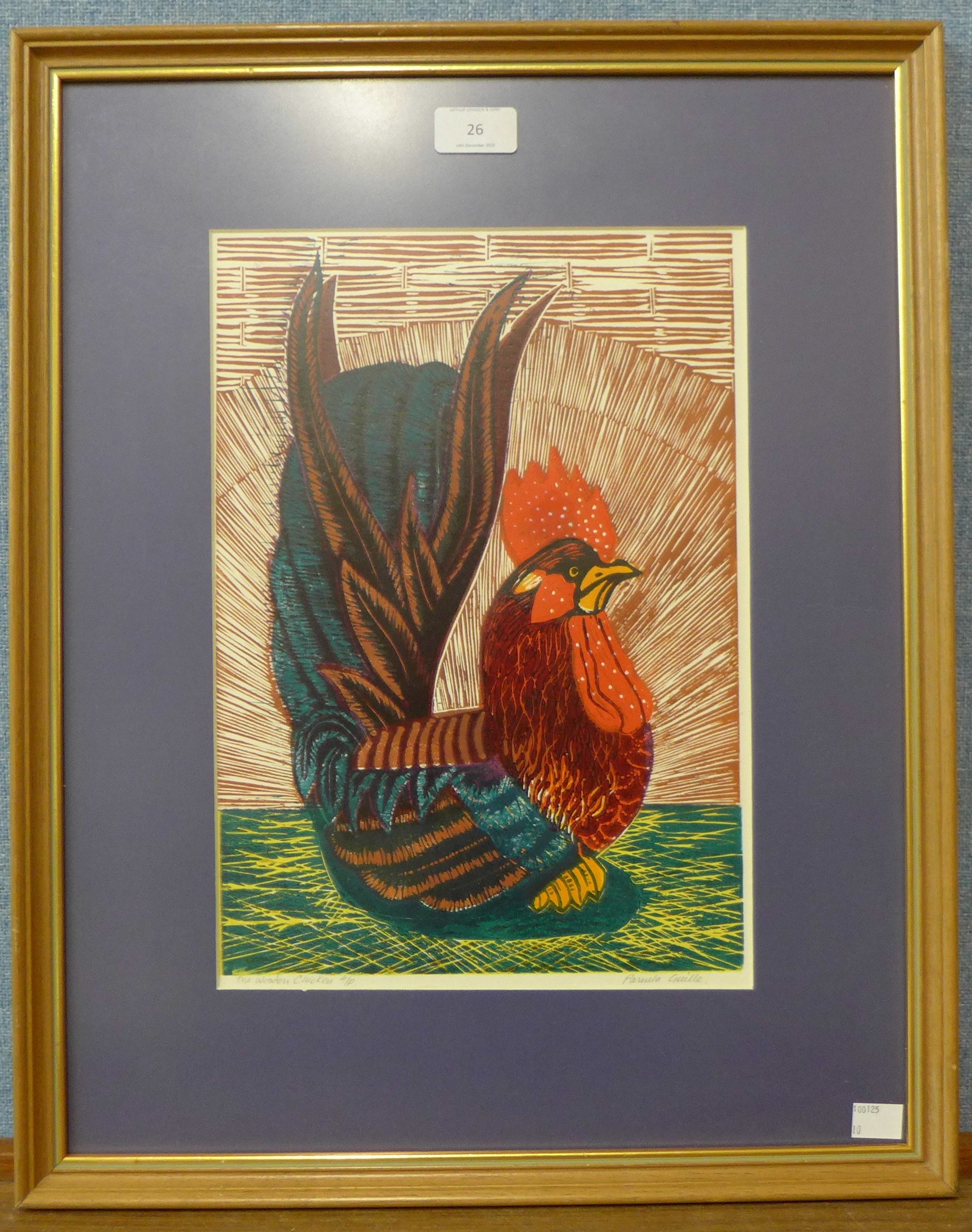 Pamela Guille, The Wooden Chicken, artist proof screen print, 35 x 25cms, - Image 2 of 2