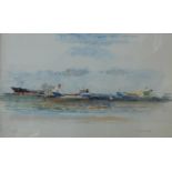 Lesley Keys, Immingham Docks, watercolour, 21 x 35cms,