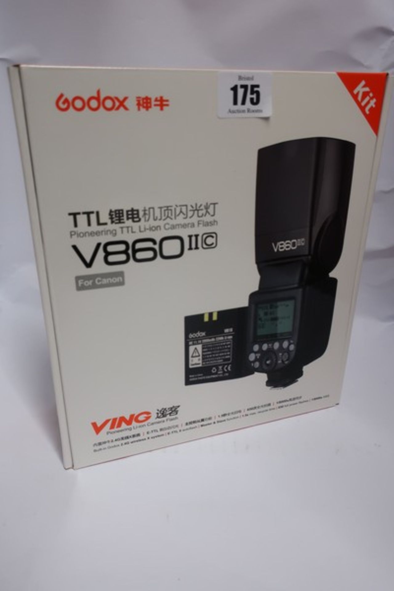 A boxed as new Godox Ving V860II-C Pioneering TTL Li-on camera flash for Canon.