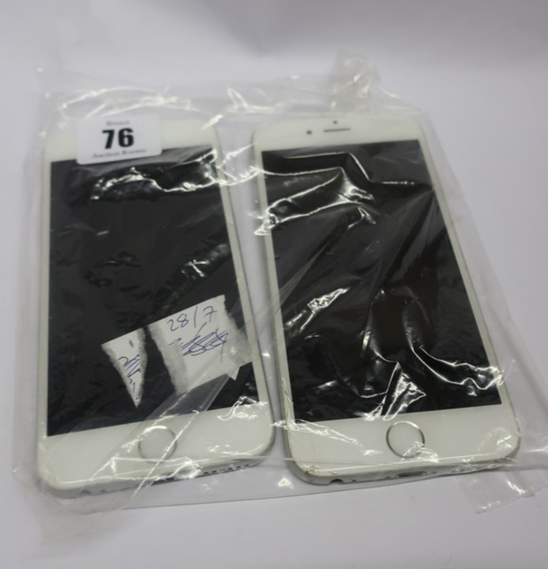 Two Apple iPhone 6 model A1586 (IMEI numbers: 35540072906665/ 355410072129556) (Damaged screen