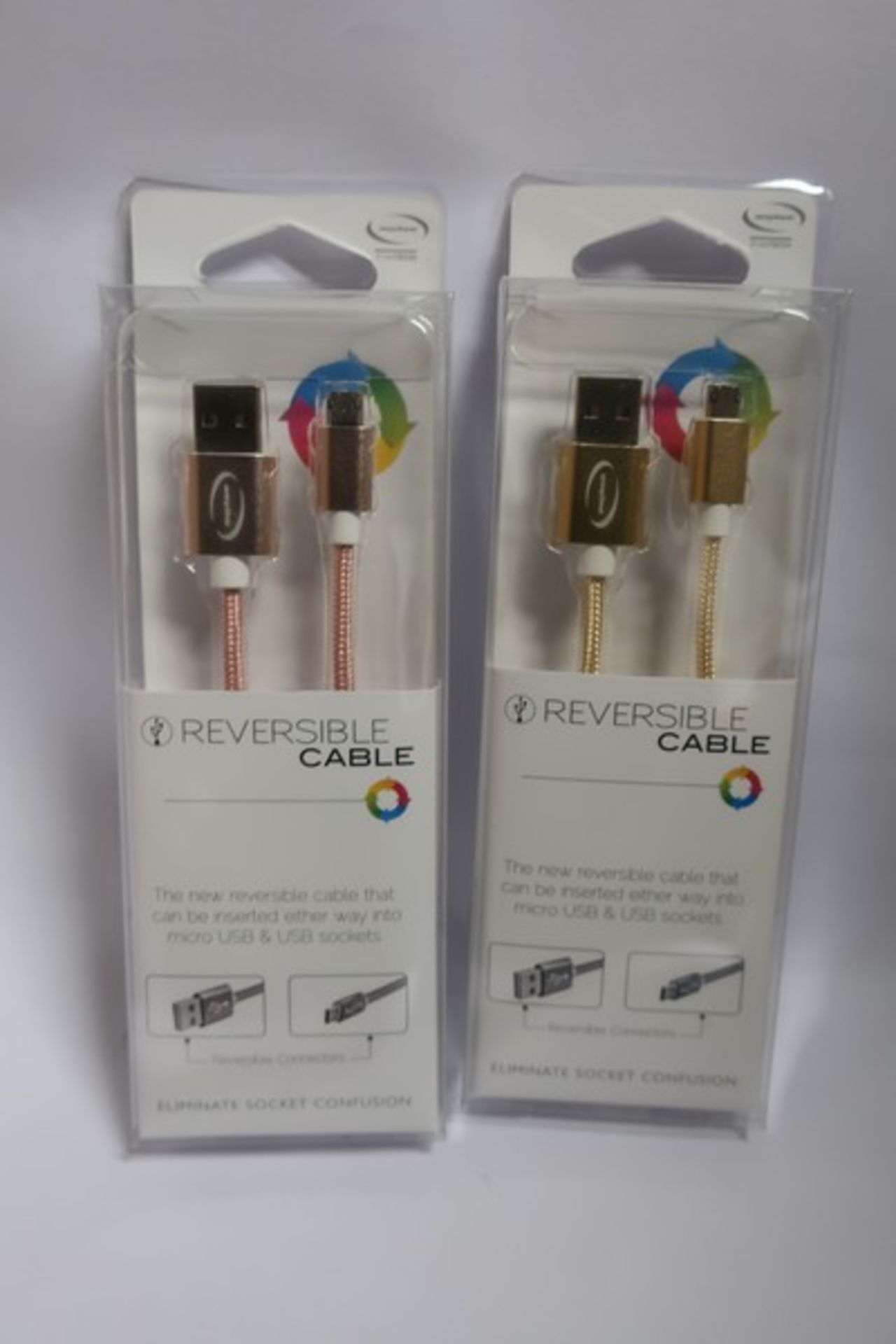 Twenty boxed as new Mayhem reversible cables for android phones.