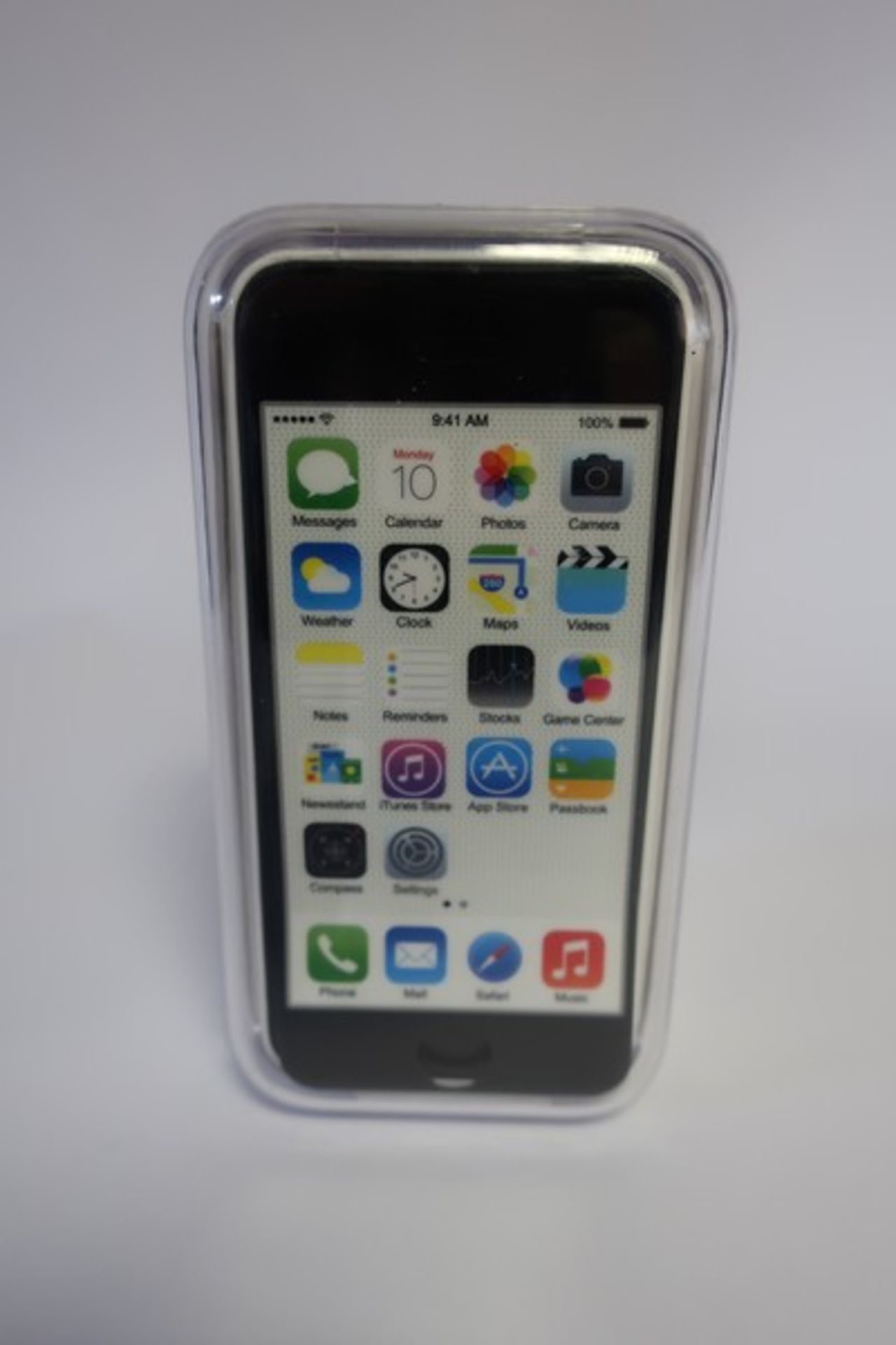 A boxed as new iPhone 5C 32GB model A1532 in white (IMEI; 358537057821927).