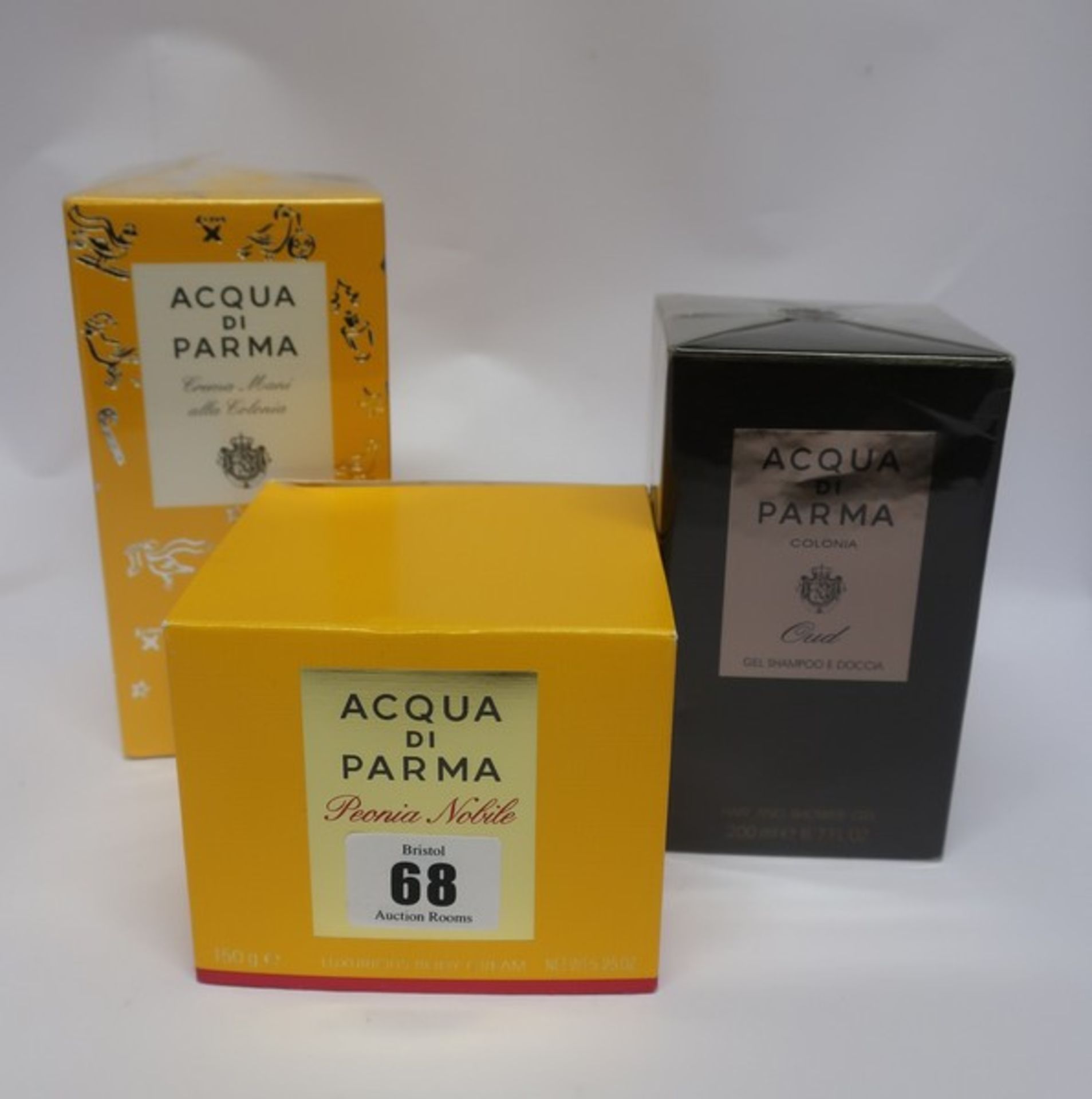 Three as new Acqua Di Parma toiletries; Crema Mani alla Colonia hand cream (300ml), Colonia Oud hair