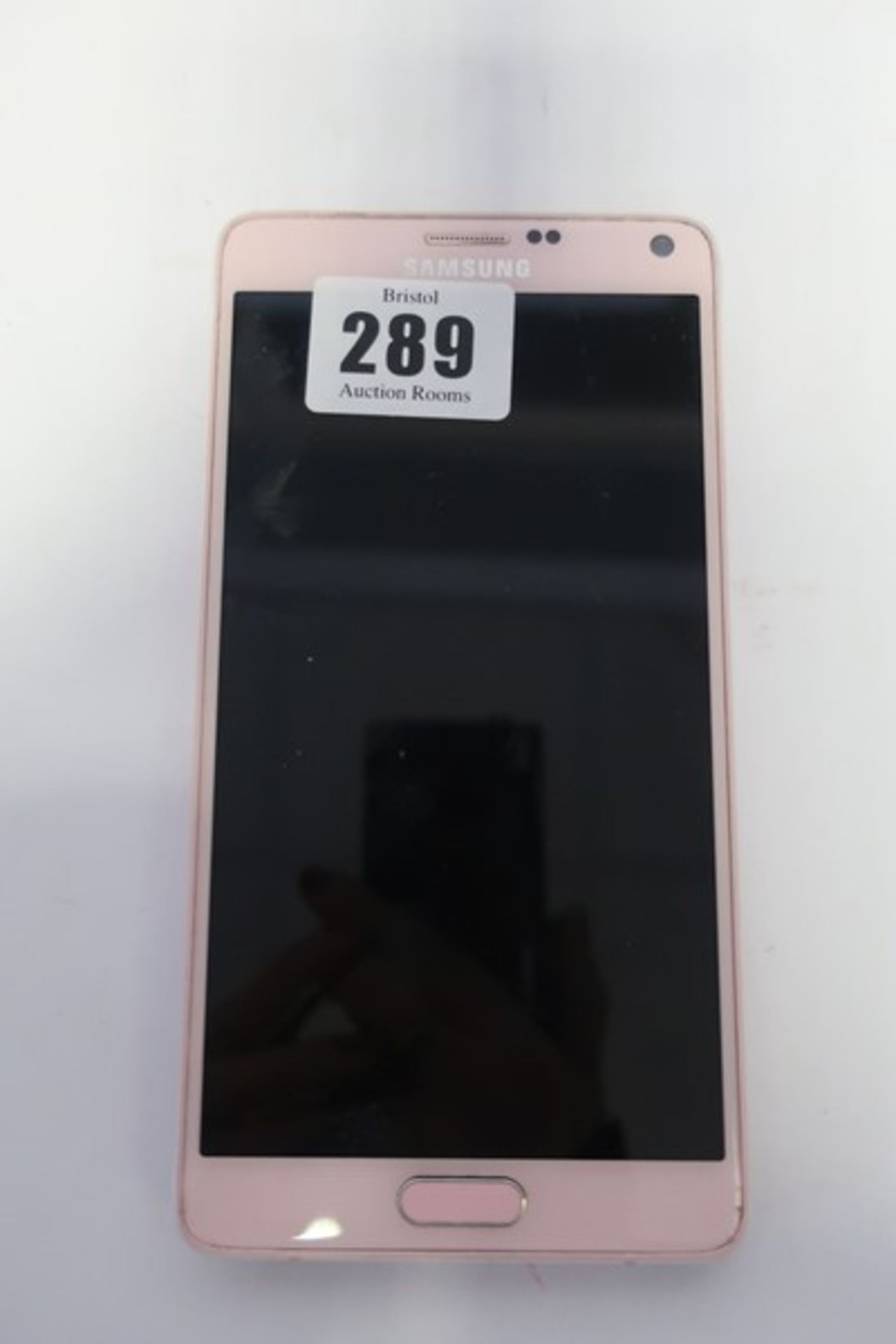 A Samsung Galaxy Note 4 SM-N910U 32GB in Pink (Missing S-Pen) (IMEI: 355693061336361) (FRP Clear).