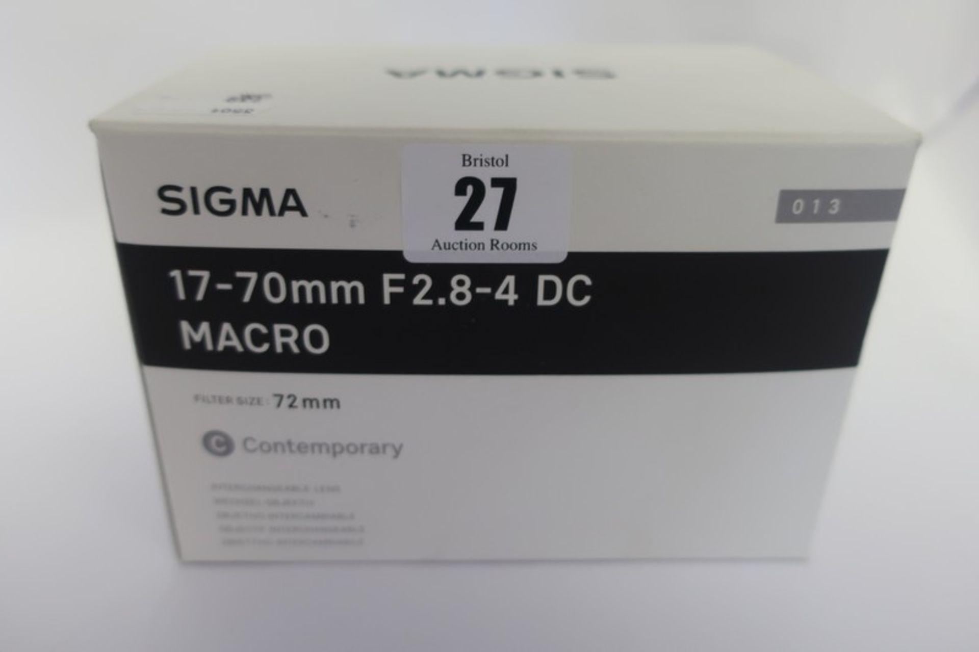 A boxed as new Sigma 17-70mm f/2.8-4 DC Macro OS HSM Contemporary lens for Canon.