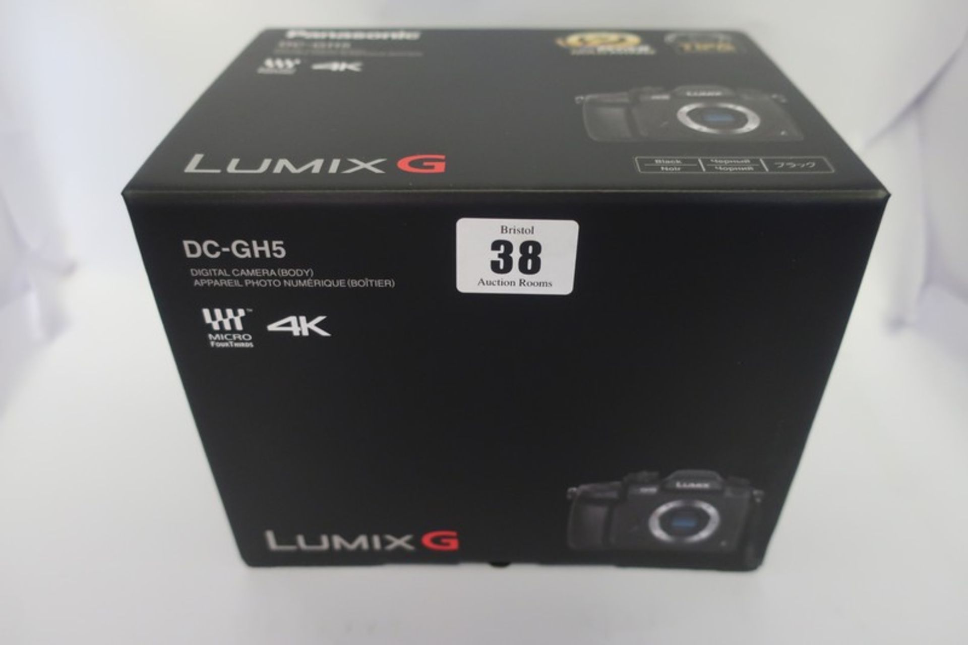 A boxed as new Panasonic Lumix DC-GH5 Mirrorless Micro Four Thirds digital camera (Body only) (