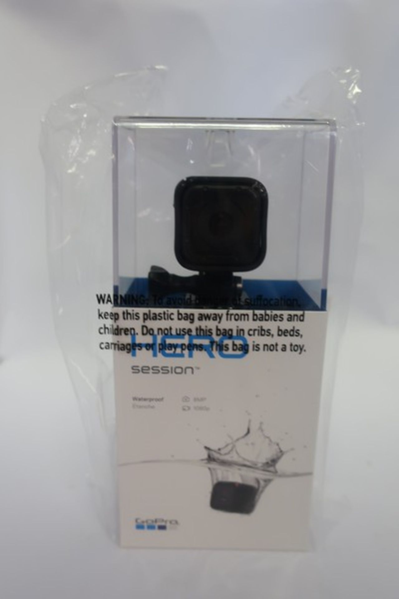 A boxed as new GoPro HERO Session 1080p HD waterproof action camera in black (Packaging sealed).