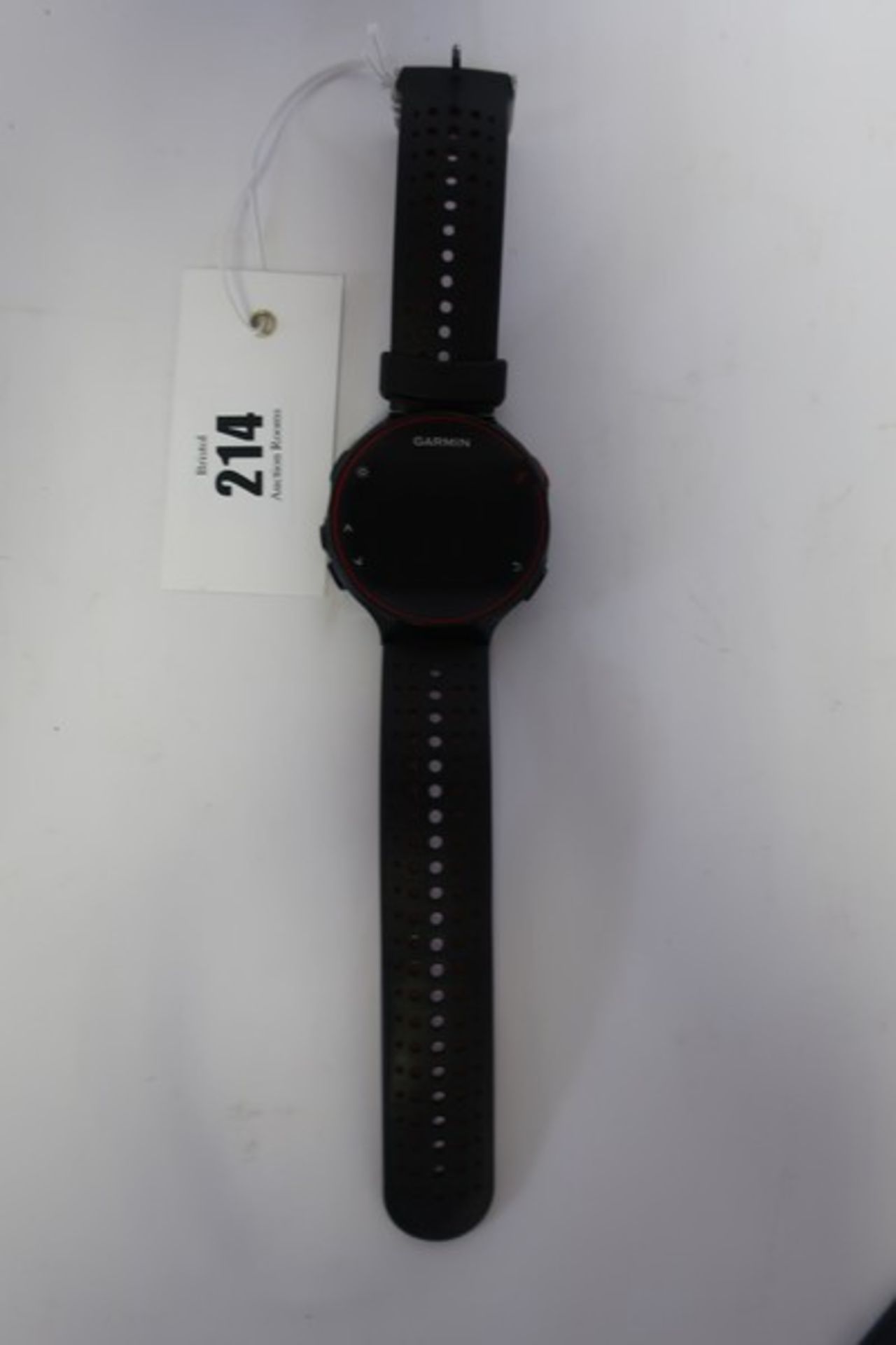A Garmin Forerunner 235 GPS HR running watch in Black/Red (Serial: 4DZ253929).