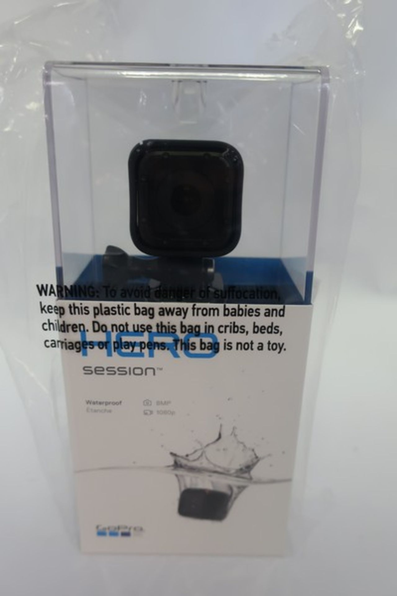 A boxed as new GoPro HERO Session 1080p HD waterproof action camera in black (Packaging sealed).