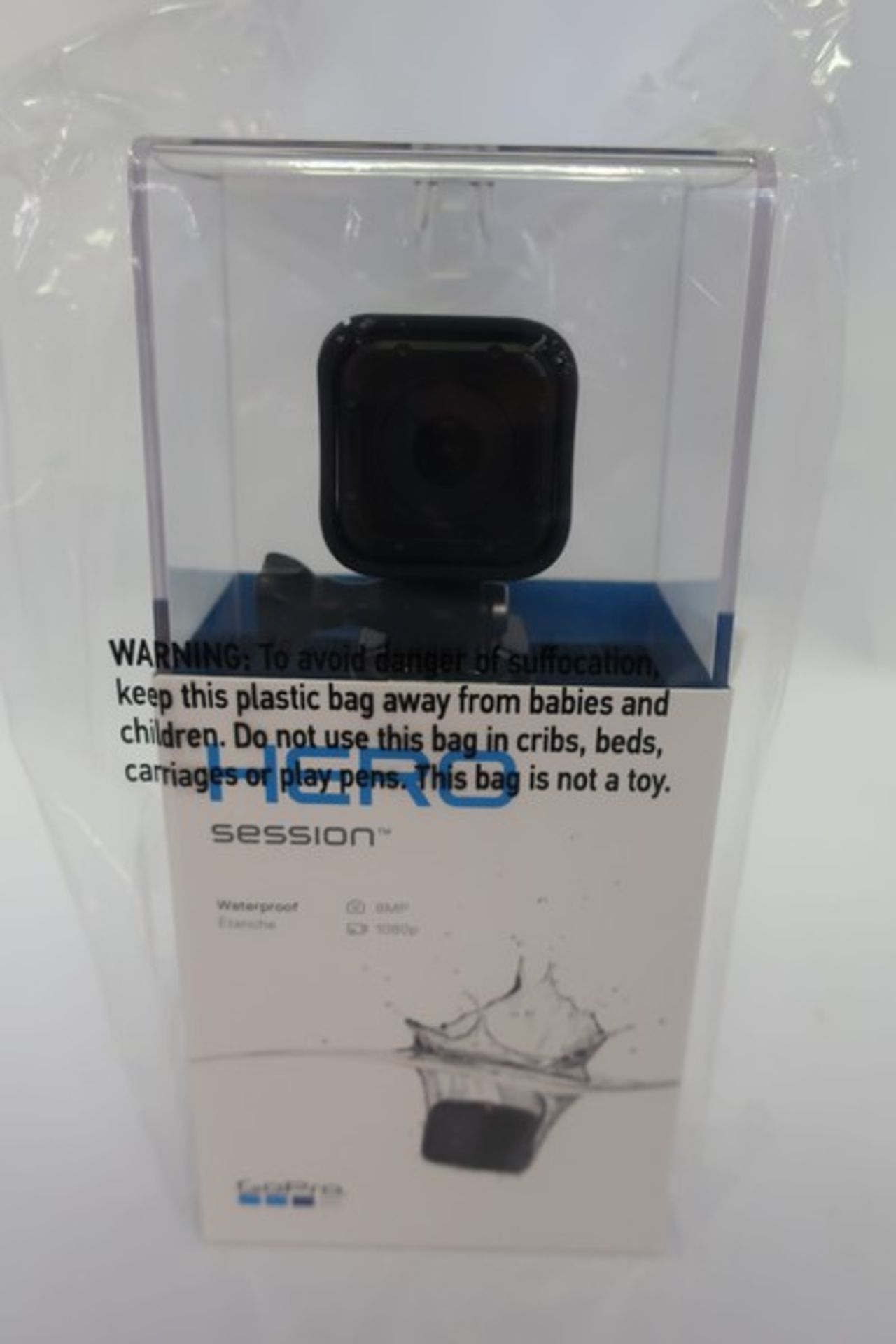 A boxed as new GoPro HERO Session 1080p HD waterproof action camera in black (Packaging sealed).