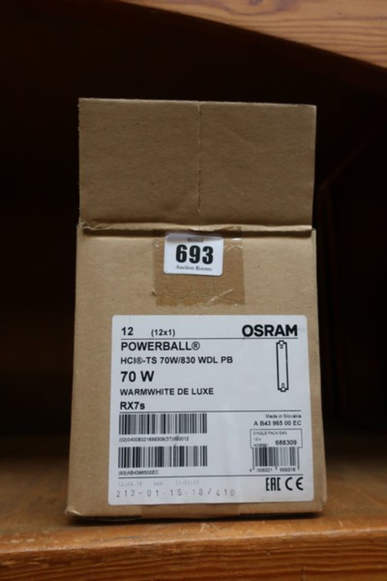 Twelve boxed as new Osram Powerball HCI-TS 70w/830 WDL classic light bulbs.