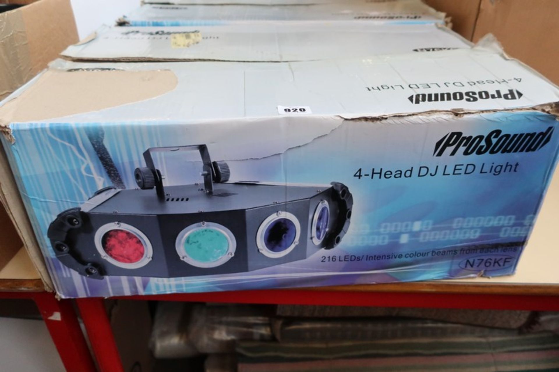 Two Pro Sound 4-head DJ LED lights.