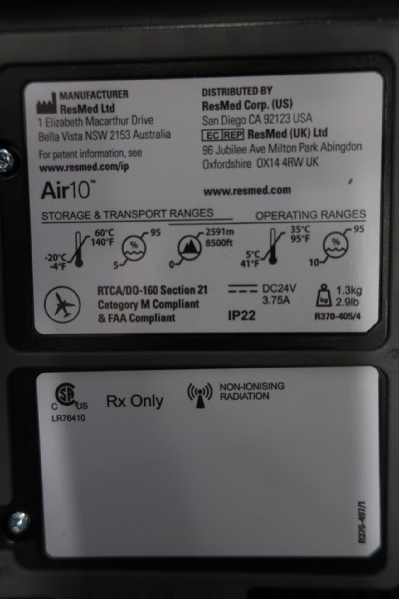 A pre-owned Resmed Airsense 10 Auto CPAP machine with power adapter in carry case. - Image 3 of 5