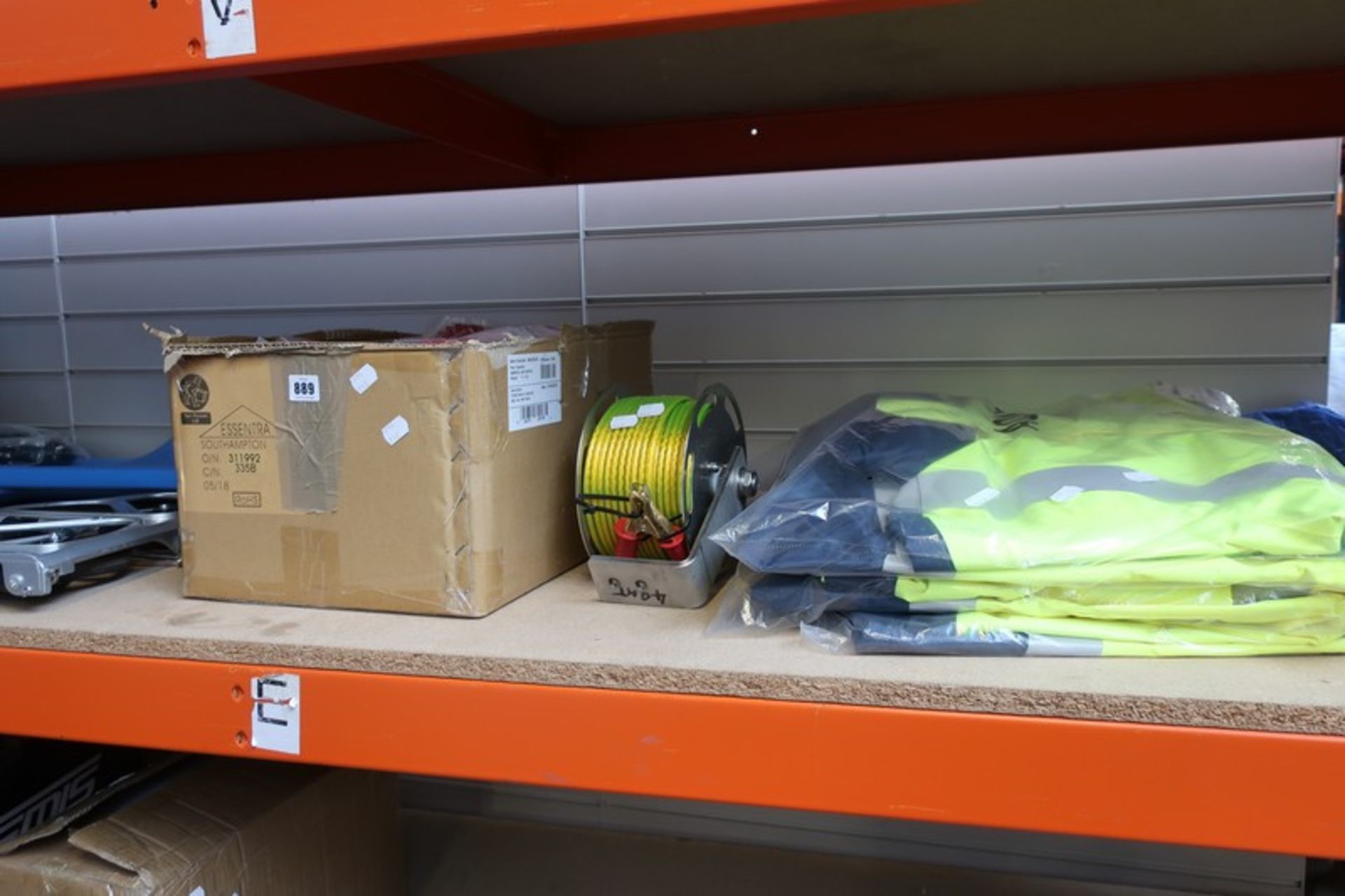 A Mac car sledge, high vis jackets, cable ties and cable reel.