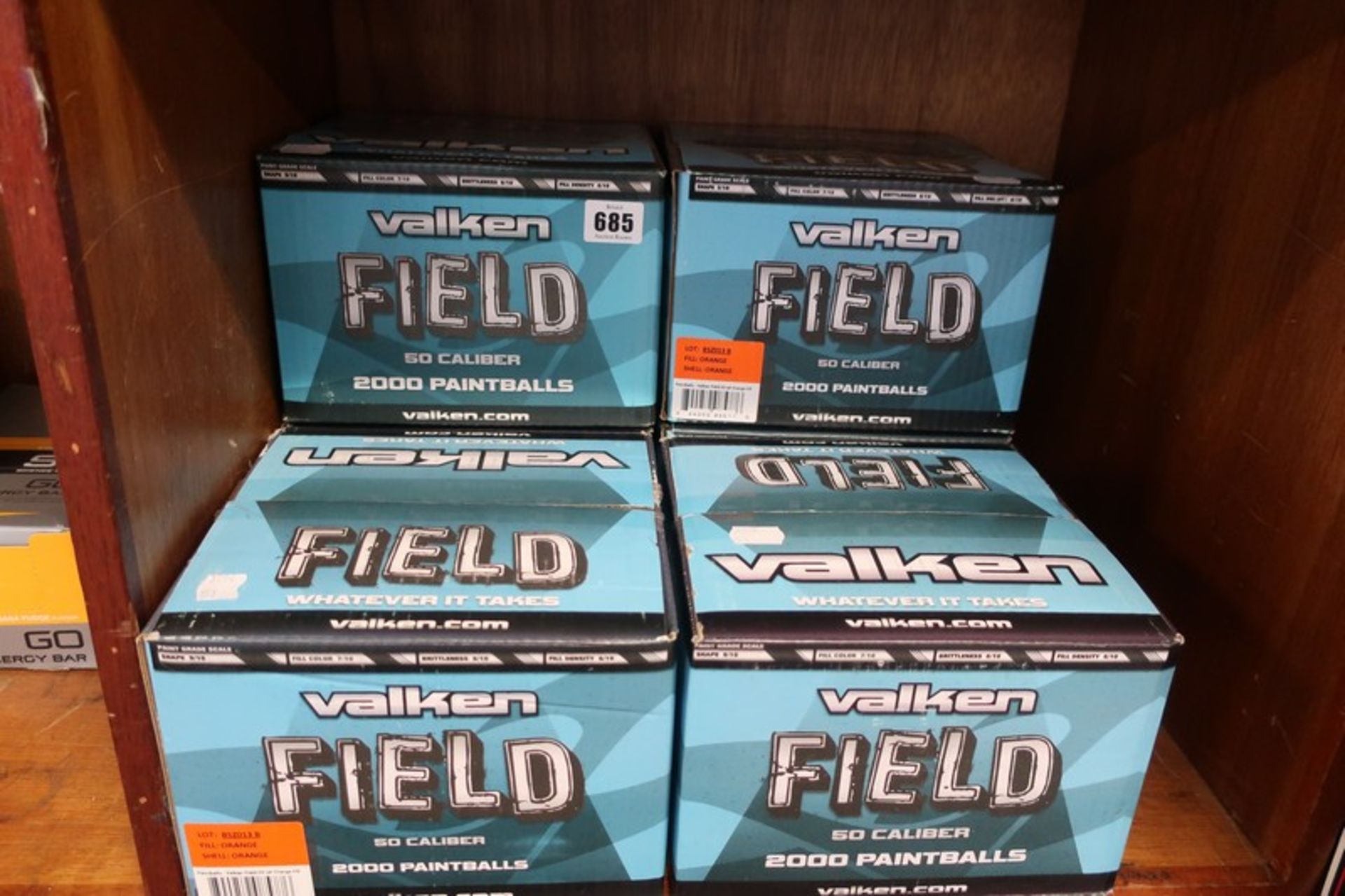 Six boxed as new Valken Field 50 caliber paintballs (2000 a box).