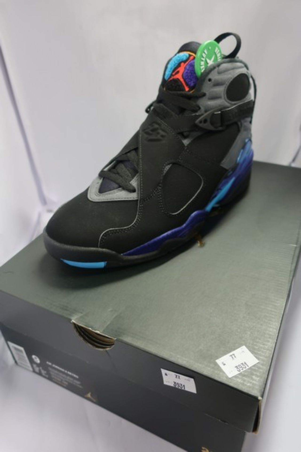 A pair of as new Nike Air Jordan 8 Retro trainers (UK 8) from Stock X.