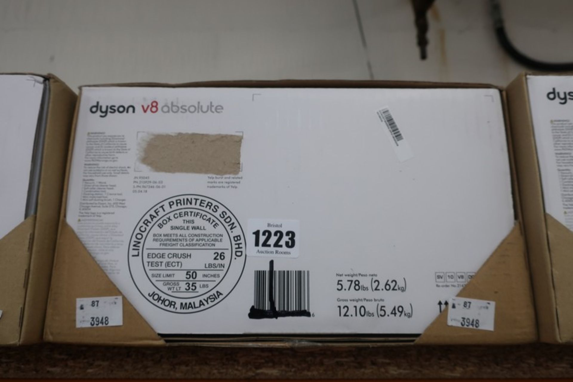 A boxed as new Dyson V8 Absolute vacuum cleaner.