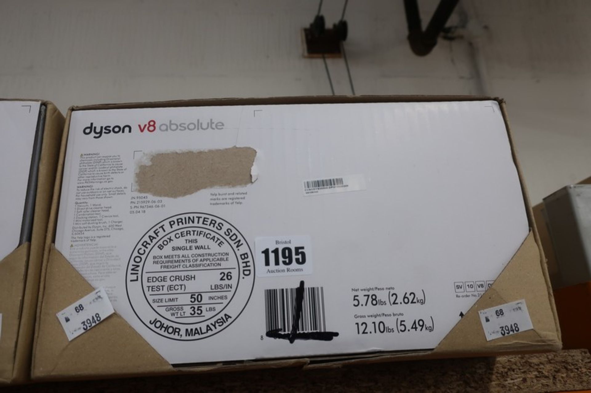 A boxed as new Dyson V8 Absolute vacuum cleaner.