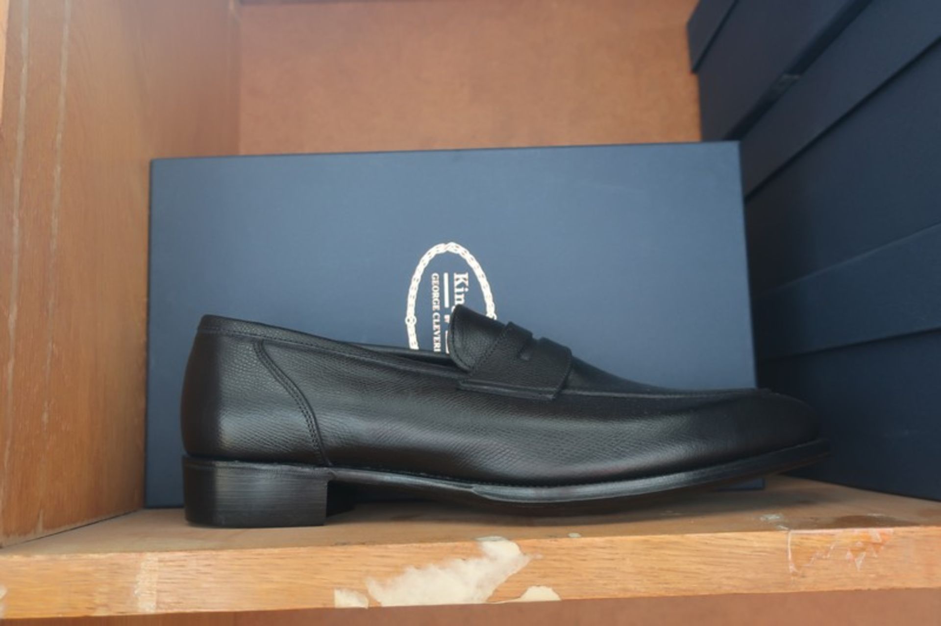 A pair of as new Kingsman By George Cleverley Newport black grain loafers (UK 7).