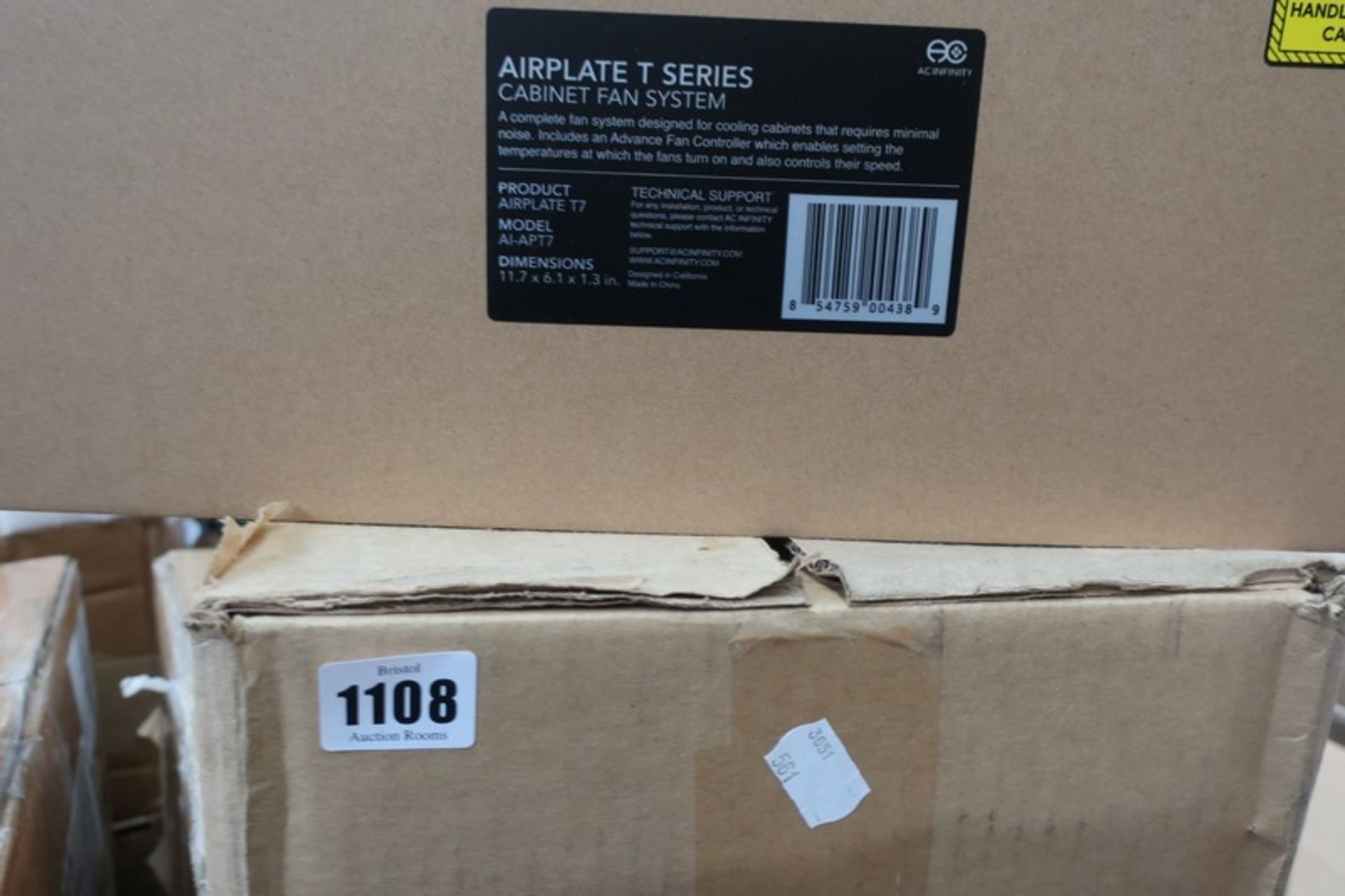 A boxed as new AC Infinity Airplate T Series cabinet fan system Airplate T7 quiet cooling fan system