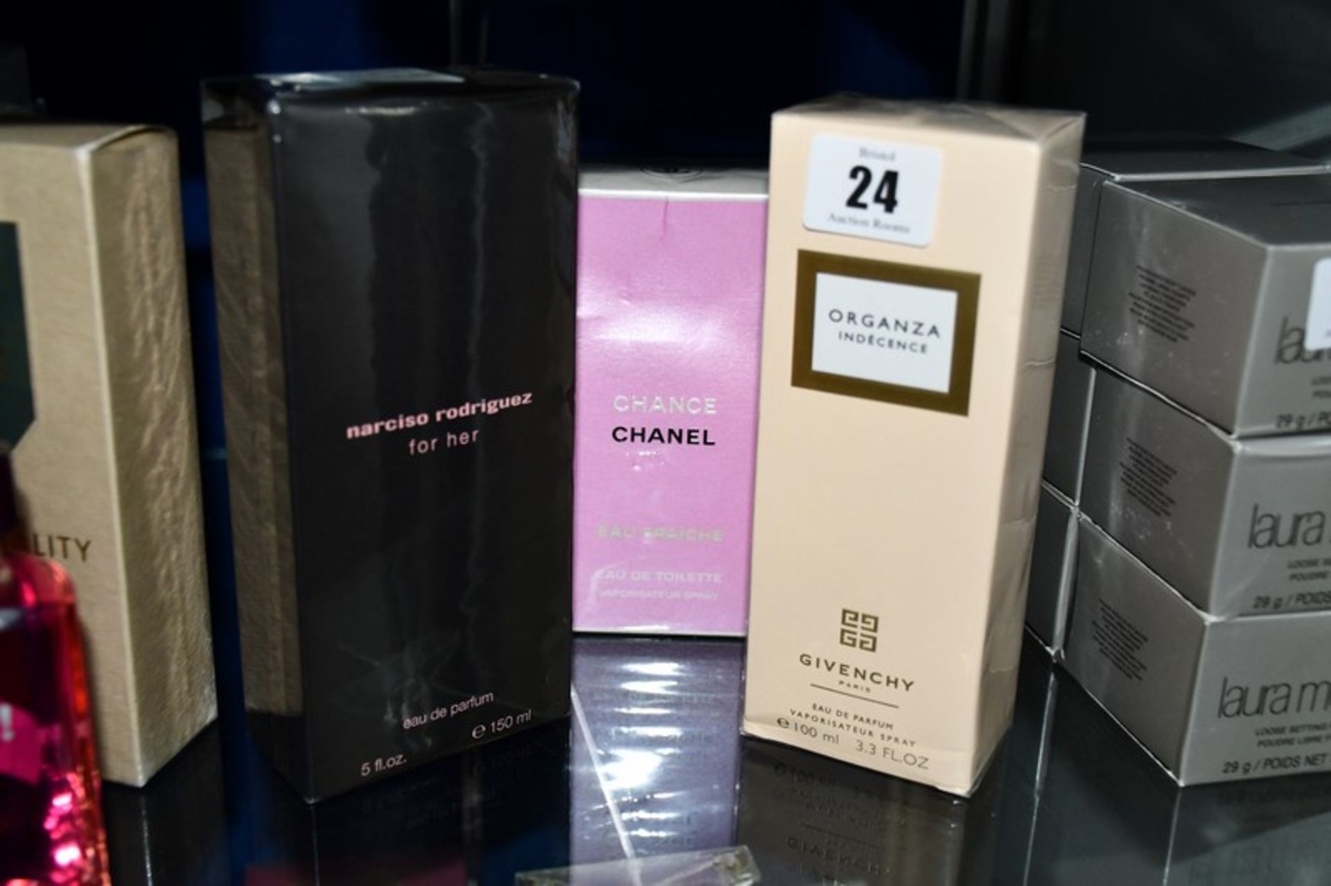 Chanel Chance eau de toilette (150ml), Givenchy eau de parfum (100ml) and Narciso Rodriguez for