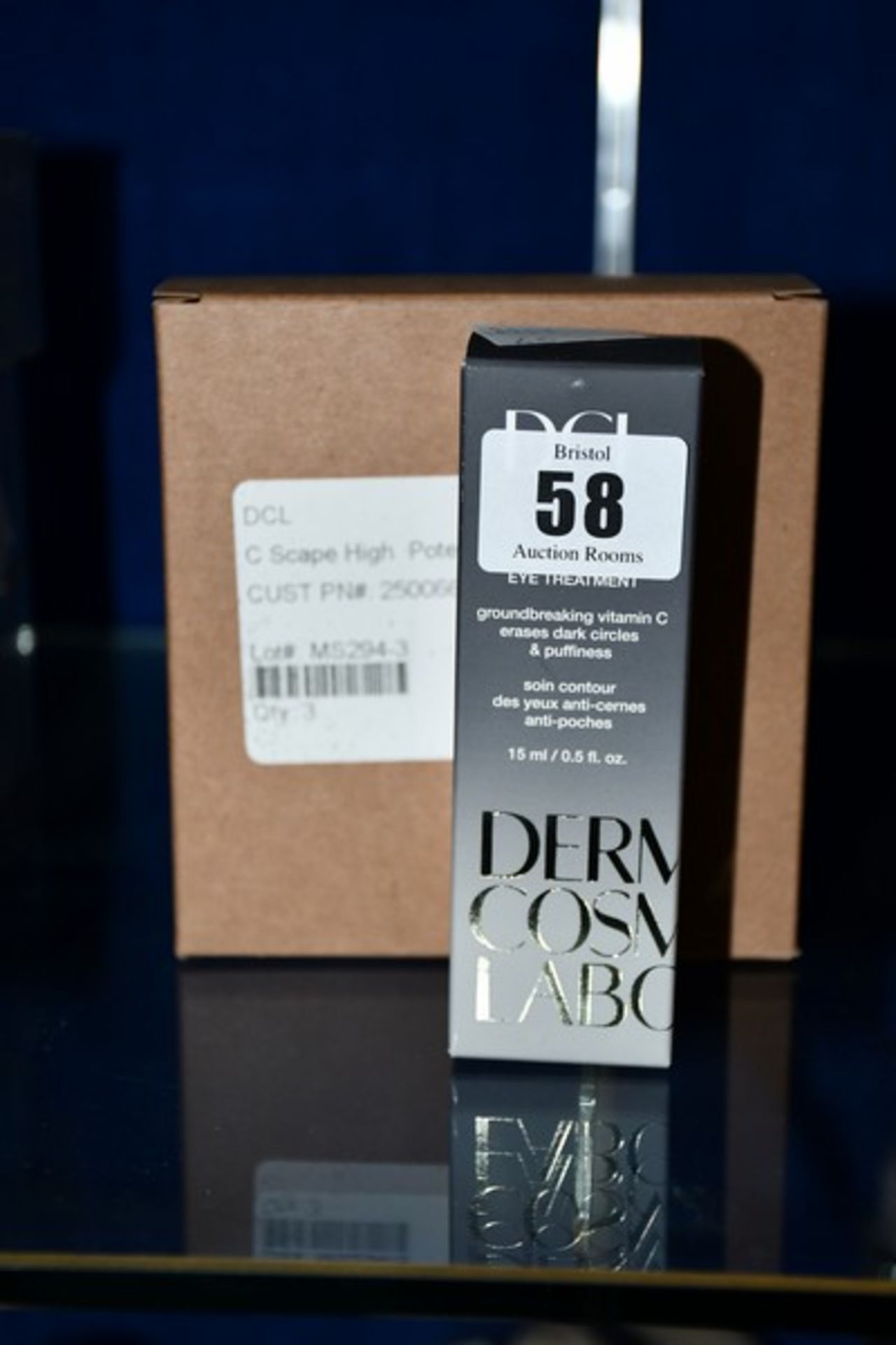 Three boxed as new DCL C Scape high potency eye treatments (15ml).