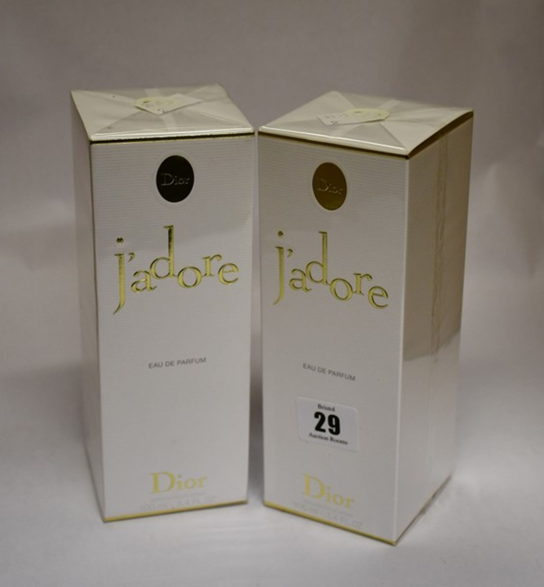 Two boxed as new Dior J'adore eau de parfum (100ml).