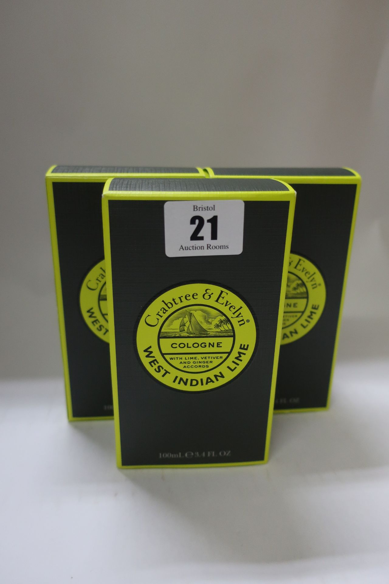 Three Crabtree & Evelyn West Indian Lime Cologne (3 x 100ml).