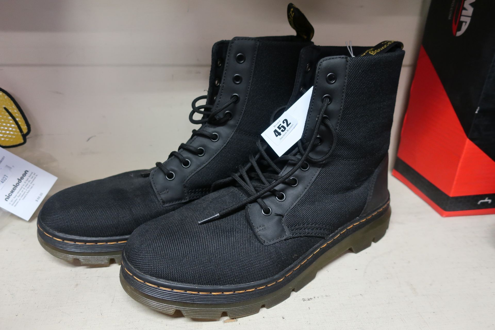 One pair of men's as new unboxed Dr Martens canvas and leather boots in black.