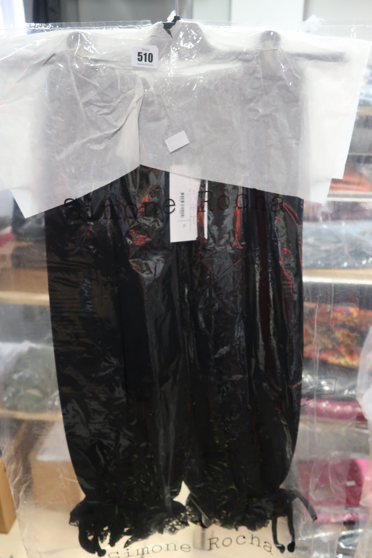 Two pairs of lady's as new Simone Rocha lace trim culottes in black (XS).