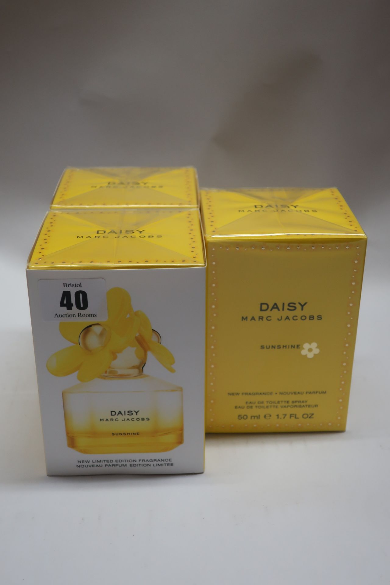 Three boxed as new Marc Jacobs Daisy Sunshine eau de toilette (50 ml).