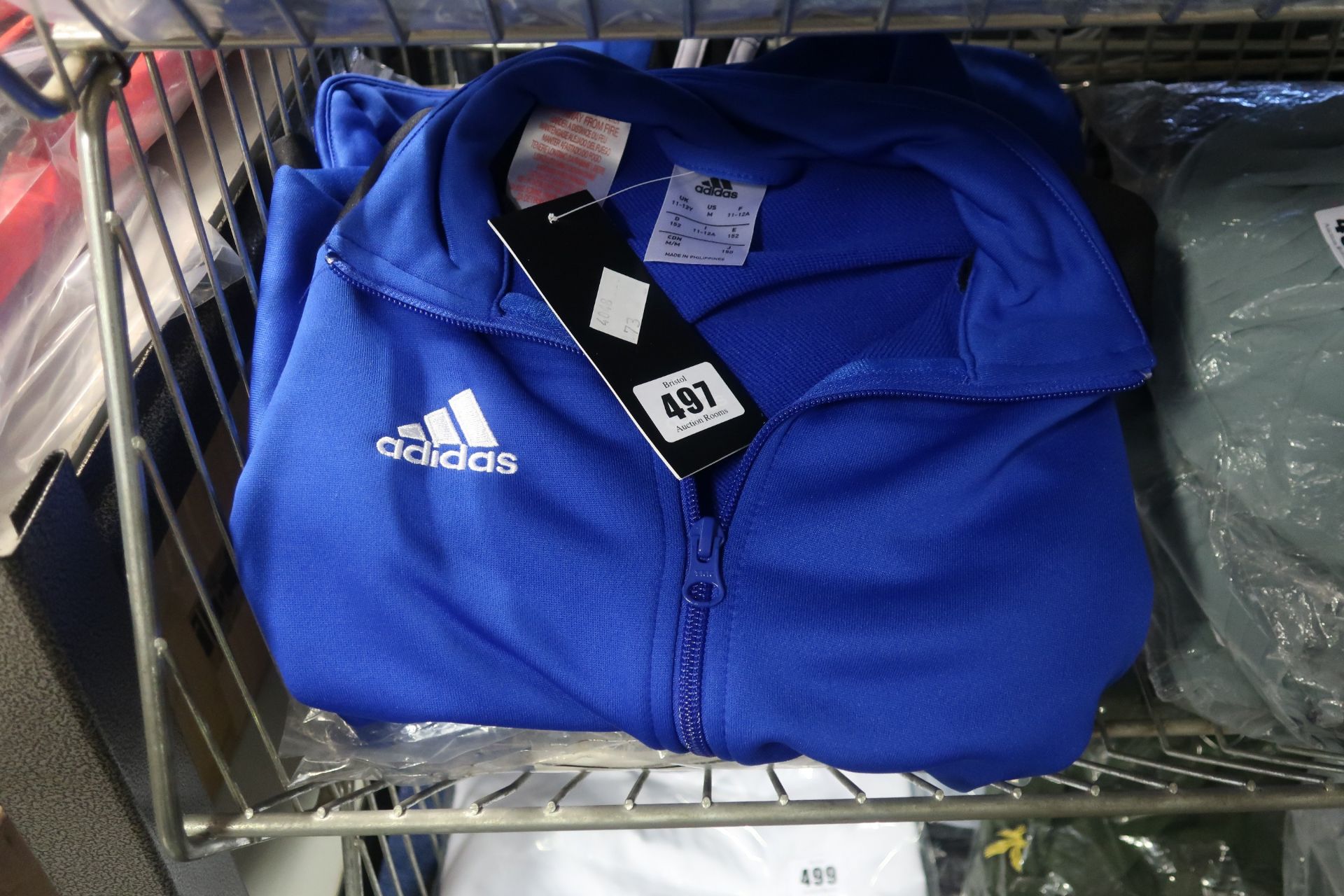Six as new Adidas Regista 18 jackets in blue and black (Children's sizes).