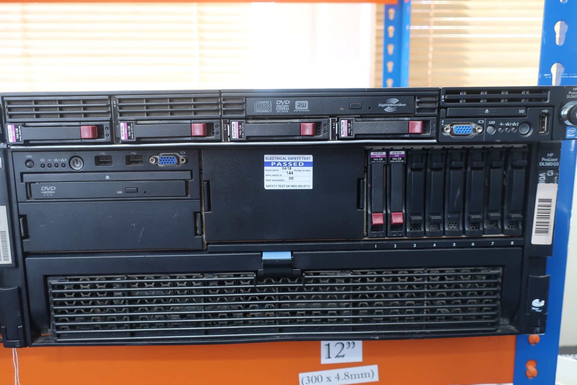 A pre-owned HP ProLiant DL580 G5 Server (Serial: USE902N88H) (Product Number: 452291-B21) (Hard