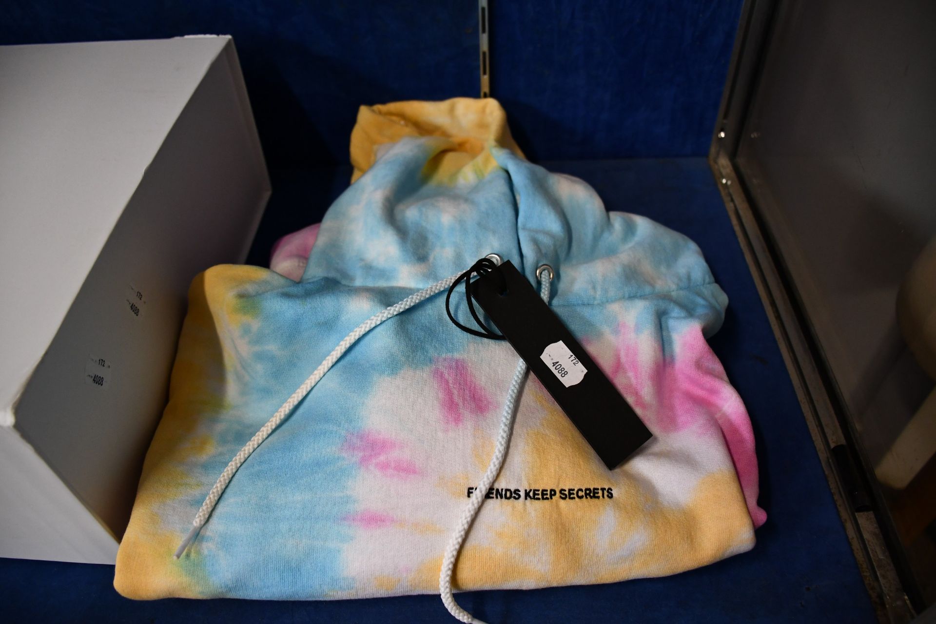 An as new Benny Blanco Friends Keep Secrets hand dyed hoodie designed by Saint Luis (Size unknown).