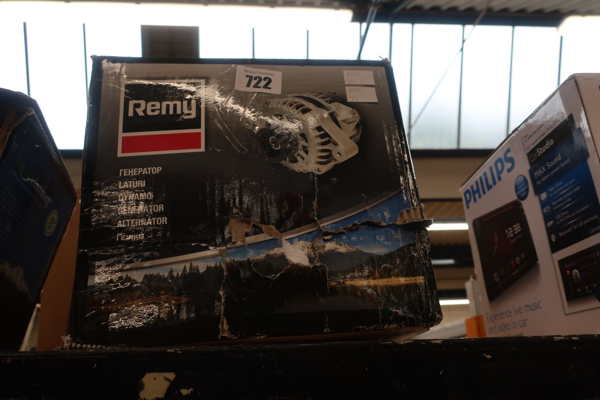 A boxed Remy alternator (DRA0179).