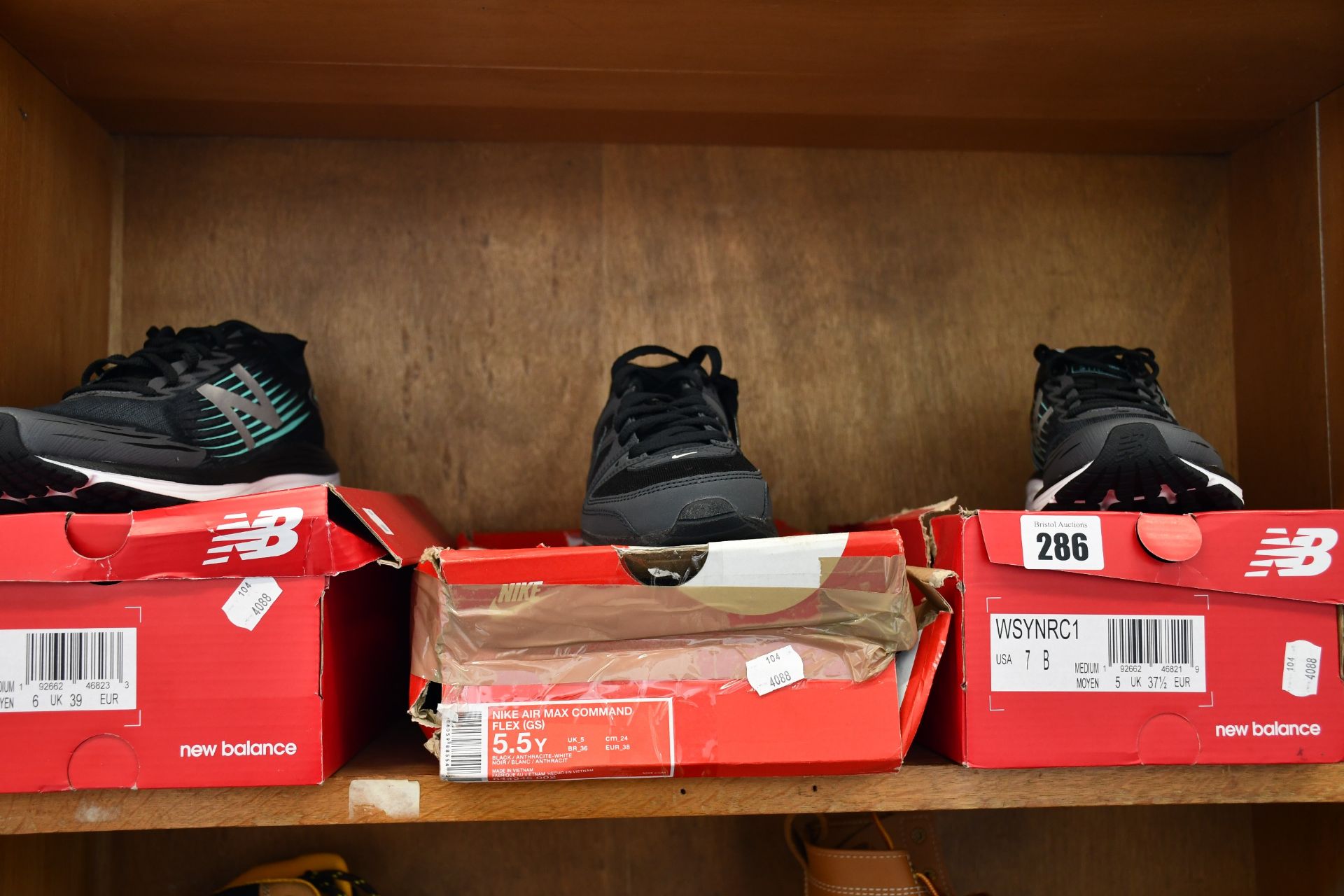 Two pairs of as new New Balance WSYNRC 1 trainers (Sizes UK 5 and 6) and a pair of Nike Air Max