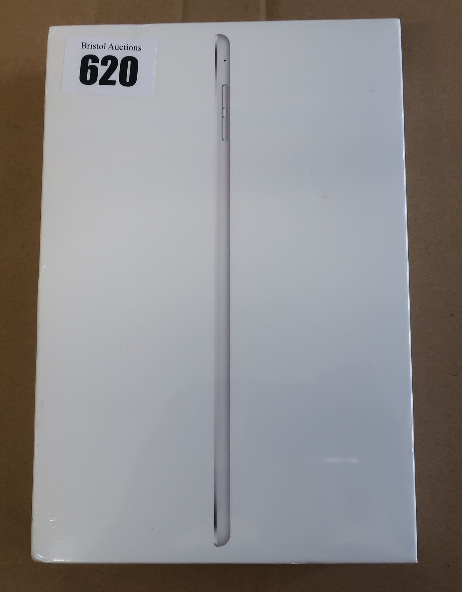 A boxed as new Apple iPad Mini 4 Wi-Fi 128GB A1538 in Silver (Serial: F9FW599NGHKK) (EU Plug) (Box