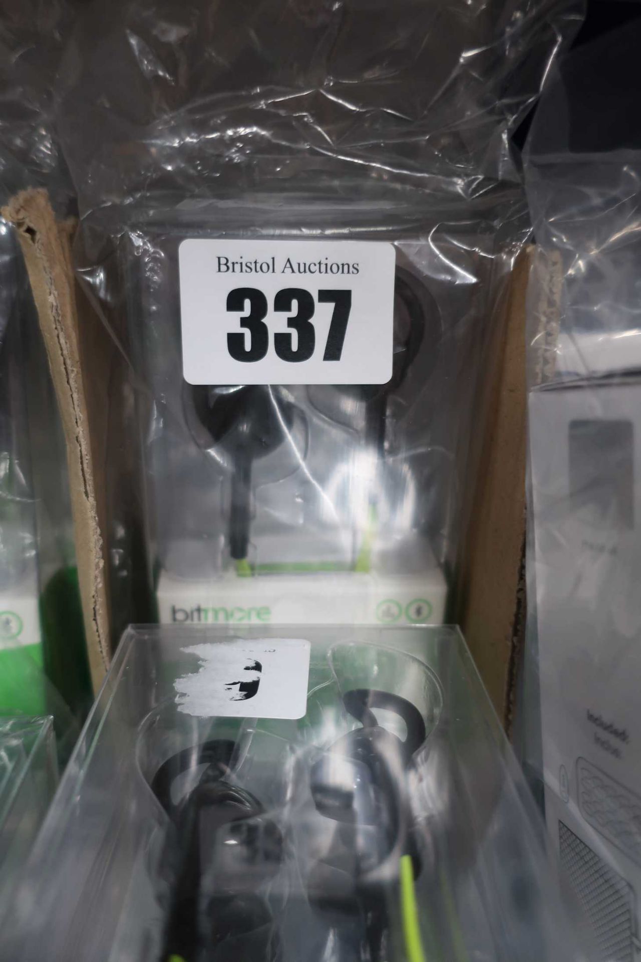 Ten boxed as new Bitmore Flexi Wireless Bluetooth Headphones in Black/Green. - Image 2 of 2