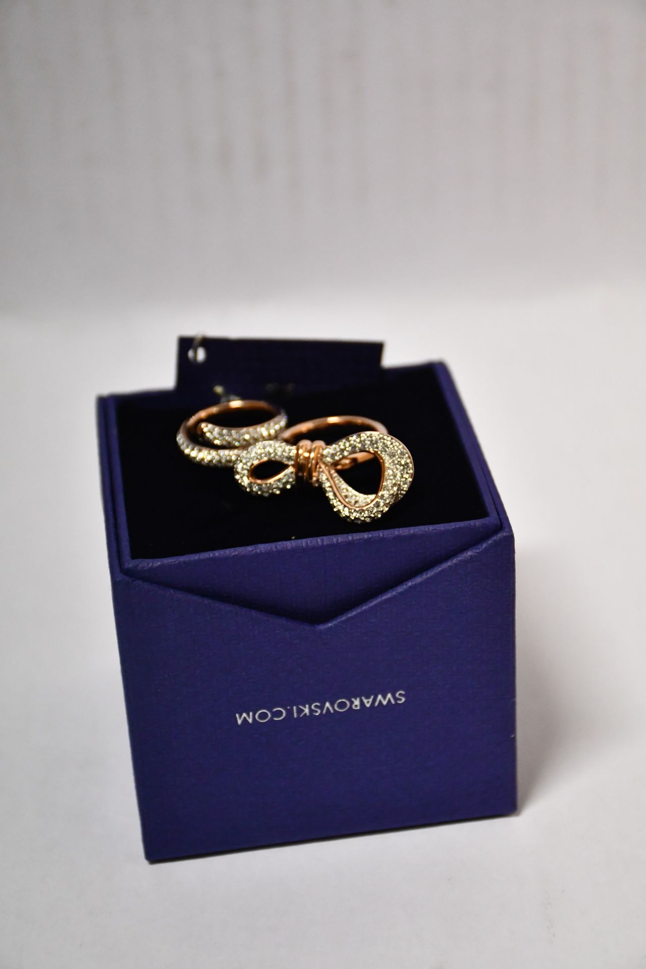 Two boxed as new Swarovski Lifelong Bow double rings 5474926 (Large 52+55).