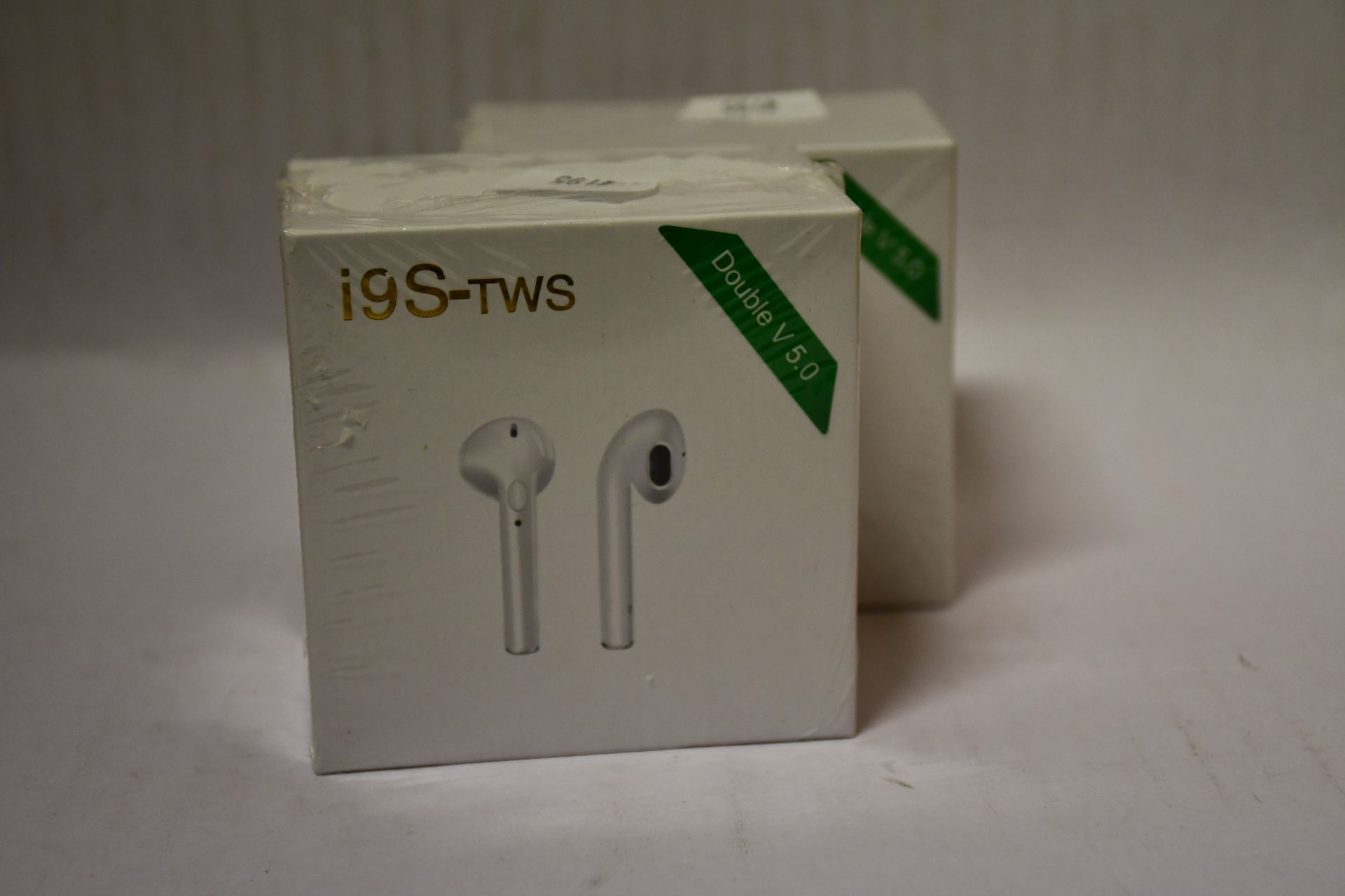 Ten boxed as new i9S TWS Double V 5.0 Wireless Bluetooth Earphones (Boxes sealed).